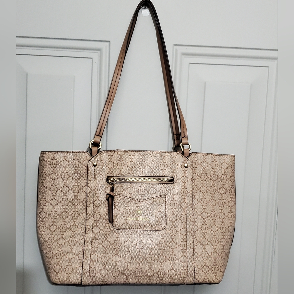 Nanette Lepore Brown and Tan Shoulder Tote Bag with Structured Design EUC